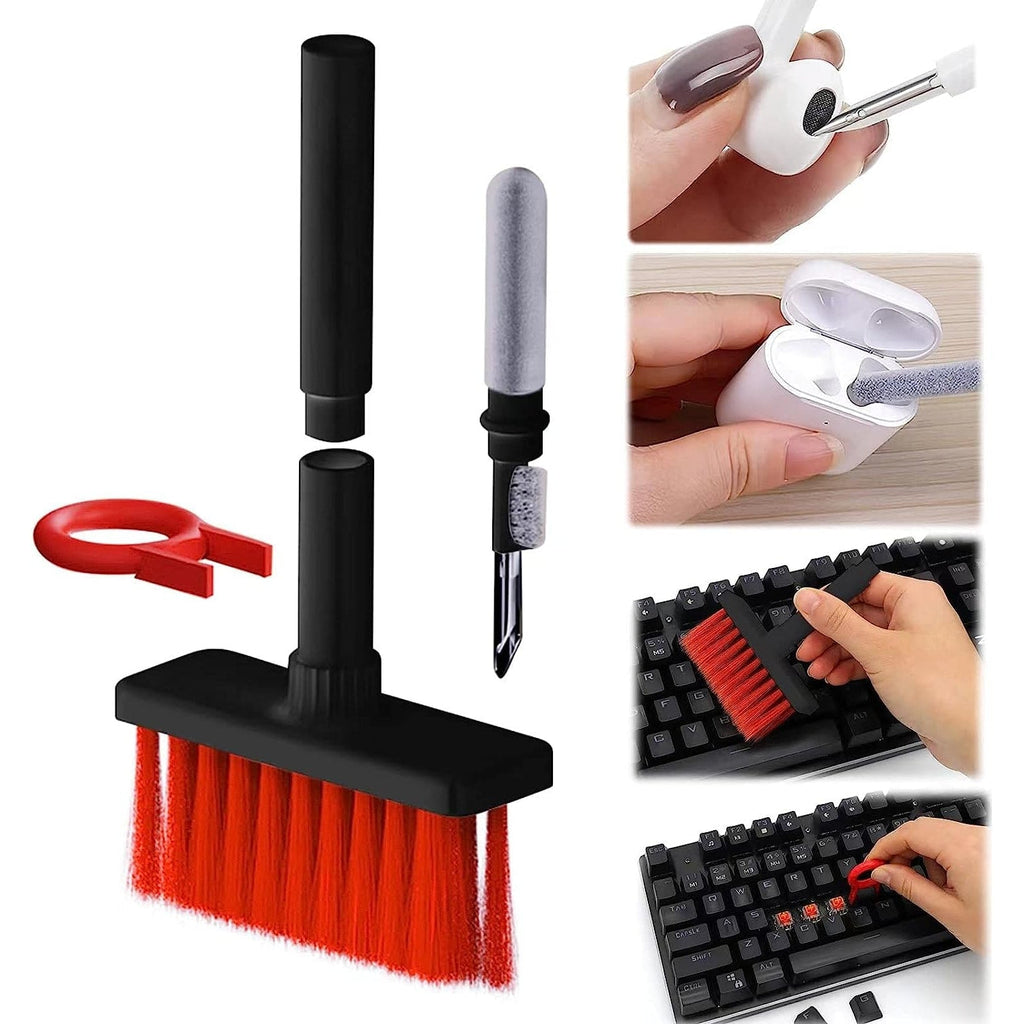 Keyboard brush cleaner kit with brush, keycap puller and earbud cleaning pen