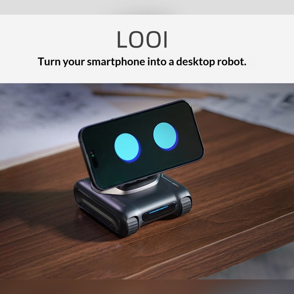 LOOI robot turning a smartphone into a desktop robot