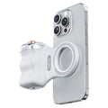 White TELESIN Fun Shot Magnetic Grip 2 attached to the back of a phone